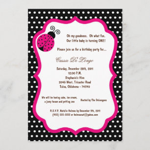 5x7 Black Lady Bug Birthday Party uitnodigen Kaart