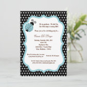 5x7 Black Lady Bug Invitation de fête d'anniversai (Debout devant)