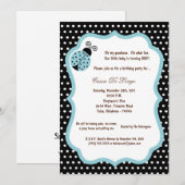 5x7 Black Lady Bug Invitation de fête d'anniversai (Devant / Derrière)