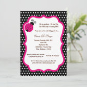 5x7 Black Lady Bug Invitation de fête d'anniversai (Debout devant)
