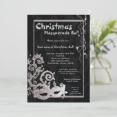 5x7 Black Masquerade Christmas Ball Invitation (Debout devant)