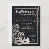 5x7 Black Masquerade Halloween Ball Invitation (Devant)