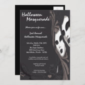 5x7 Black Masquerade Halloween Costume Invitation (Devant / Derrière)