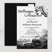 5x7 Black Masquerade Halloween Costume Invitation Kaart (Voorkant / Achterkant)