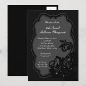 5x7 Black Masquerade Halloween Costume Invitation Kaart (Voorkant / Achterkant)