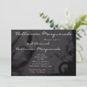 5x7 Black Masquerade Halloween Costume Invitation Kaart (Staand voorkant)