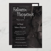 5x7 Black Masquerade Invitation Costume Halloween (Devant / Derrière)