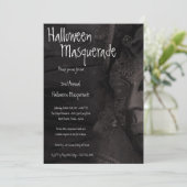 5x7 Black Masquerade Invitation Costume Halloween (Debout devant)