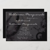 5x7 Black Masquerade Invitation Costume Halloween (Devant / Derrière)