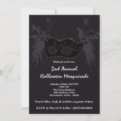 5x7 Black Masquerade Noël Invitation XMAS (Devant)
