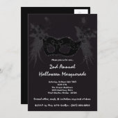 5x7 Black Masquerade Noël Invitation XMAS (Devant / Derrière)