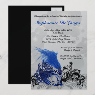 5x7 Black Masquerade Sweet 16 Verjaardag Uitnodigi Kaart