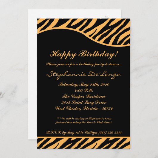 5x7 Black Tiger Imprimer Invitation d'anniversaire (Devant / Derrière)