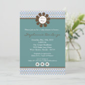 5x7 Blauw Sweethear PolkaDot Baby shower Uitnodigi Kaart (Staand voorkant)