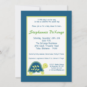 5x7 Blauw Zee Schildpadden Baby shower Invitation Kaart