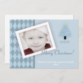 5x7 Blauwe Kerstboom Argyl FOTO Kerst Kaart (Voorkant / Achterkant)