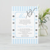 5x7 Blauwe Polka Dot Quinceanera Party Uitnodiging (Staand voorkant)