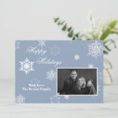 5x7 Blauwe Sneeuwvlok FOTO Kerst Kaart (Staand voorkant)