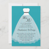 5x7 Blauwgroen dress Quinceanera Birthday Uitnodig Kaart (Voorkant)
