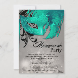 5x7 Blauwgroen Masquerade Sweet 16 Verjaardagsuitn Kaart