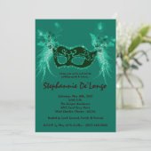 5x7 Blauwgroen Masquerade Sweet 16 Verjaardagsuitn Kaart (Staand voorkant)