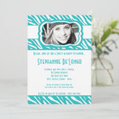 5x7 Blauwgroen Zebra FOTO Sweet 16 Verjaardag Uitn Kaart (Staand voorkant)