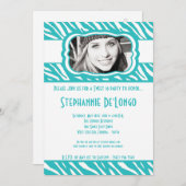 5x7 Blauwgroen Zebra FOTO Sweet 16 Verjaardag Uitn Kaart (Voorkant / Achterkant)