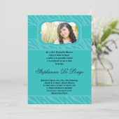 5x7 Blauwgroen Zebra Print Patter Quinceanera Uitn Kaart (Staand voorkant)
