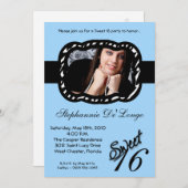 5x7 Bleu clair Bande PHOTO Sweet 16 Invitation d'a (Devant / Derrière)