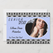 5x7 bleu clair Damas photo Faire-part principal (Devant)