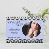 5x7 bleu clair Damas photo Faire-part principal (Debout devant)