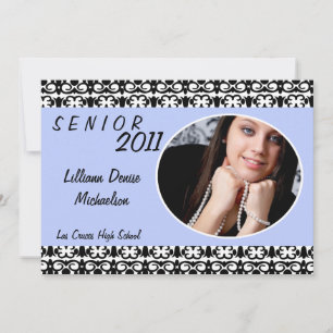 5x7 bleu clair Damas photo Faire-part principal