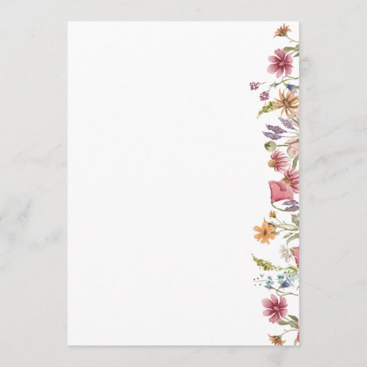 5x7" Bloemige Trouwtafel Menu Kaarten Plat Menu (Achterkant)