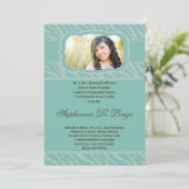 5x7 Blu Zebra Print Quinceanera Uitnodiging (Staand voorkant)
