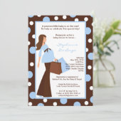 5x7 Blue Boy Modern Mod Maman Invitation Baby show (Debout devant)