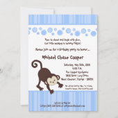 5x7 Blue Boy Pop Monkey Anniversaire Invitation (Devant)