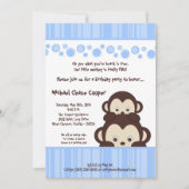 5x7 Blue Boy Pop Monkey Anniversaire Invitation (Devant)