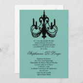 5x7 Blue Chandelier Quinceanera Uitnodiging (Voorkant / Achterkant)