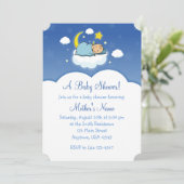 5x7 Blue Cloud Baby Boy Baby Shower Invitations (Debout devant)