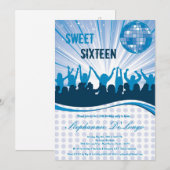 5x7 Blue Dance Party 16e anniversaire Invitation (Devant / Derrière)