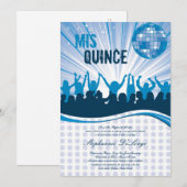 5x7 Blue Dance Party Quinceanera Invitation (Devant / Derrière)