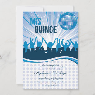 5x7 Blue Dance Party Quinceanera uitnodiging
