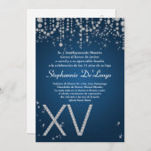 5x7 Blue Diamond Quinceanera Birthday Uitnodiging (Voorkant / Achterkant)