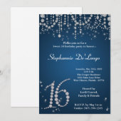 5x7 Blue Diamond Sweet 16 Birthday Invitation Kaart (Voorkant / Achterkant)