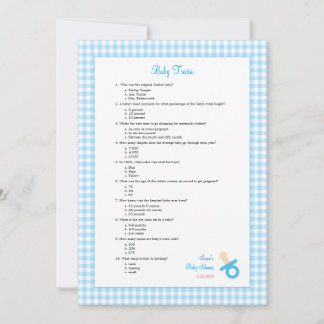 5x7 Blue Gingham Trivia Shower Game