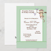 5x7 Blue Green Monkey Invitation de fête d'anniver (Devant / Derrière)