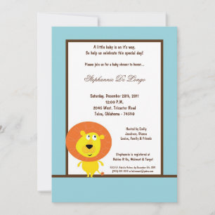 5x7 Blue Lion Baby shower Invitation Kaart