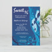 5x7 Blue Masquerade Sweet 16 Invitation anniversai (Debout devant)