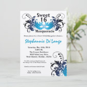 5x7 Blue Masquerade Sweet 16 Invitation anniversai (Debout devant)