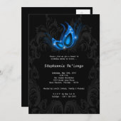 5x7 Blue Masquerade Sweet 16 Verjaardag Uitnodigin Kaart (Voorkant / Achterkant)